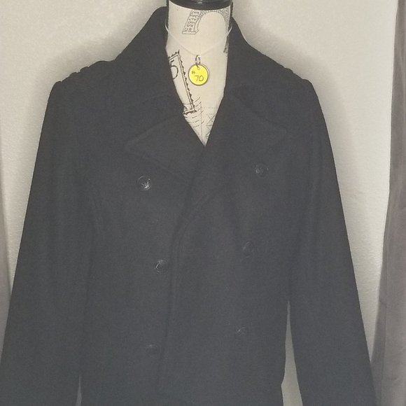 Black Wook Pea Coat - Picture 3 of 9